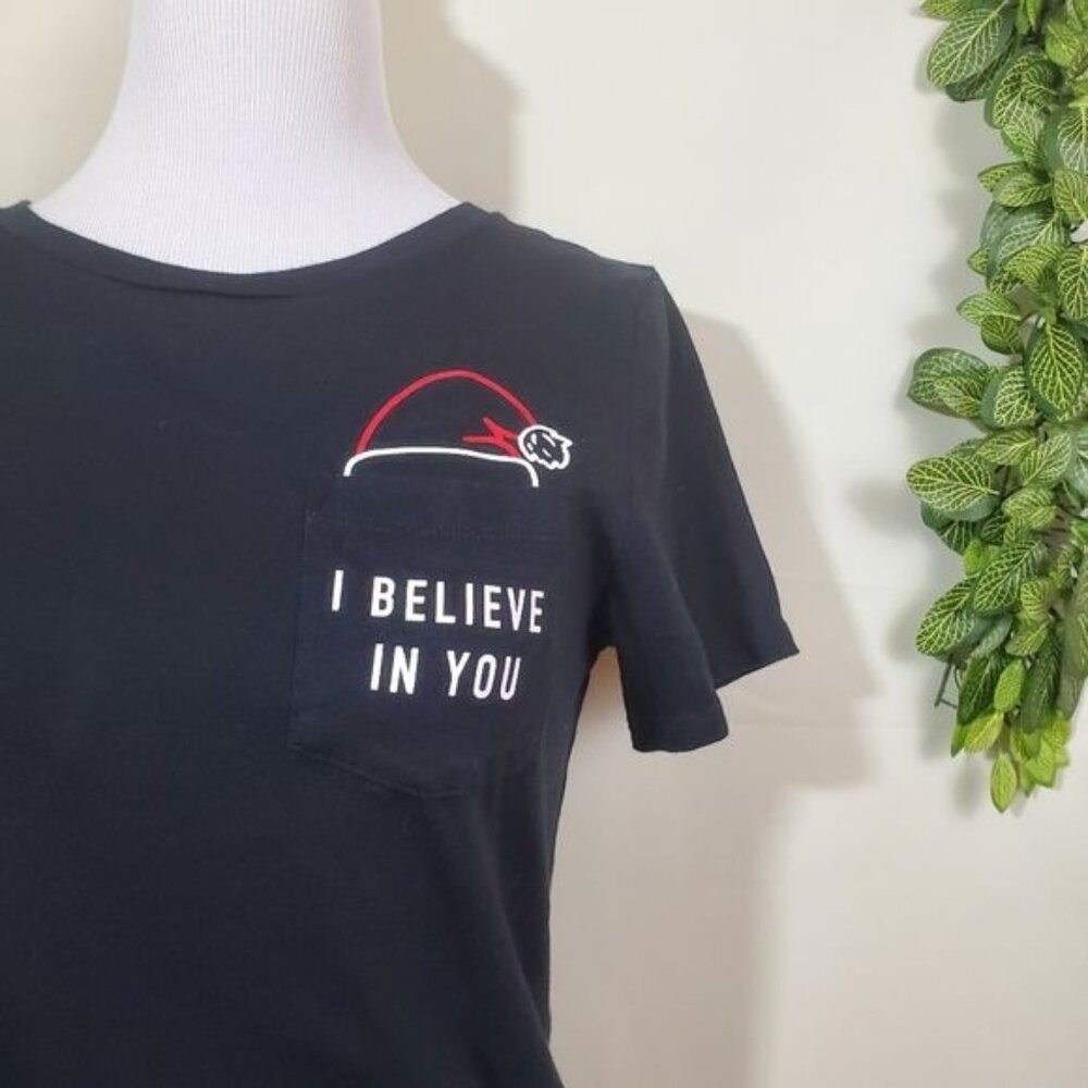 Old Navy I Believe in You Christmas T-shirt Black Size XS X-Small Short Sleeve - Picture 6 of 8
